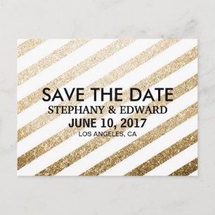 Faire-part Carte postale "Save the Date" pailletée faux or él