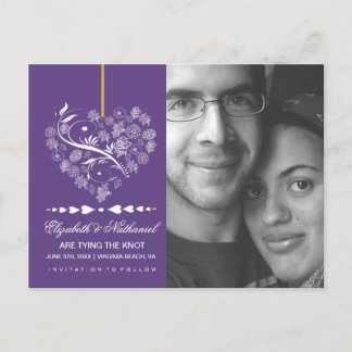 Faire-part Carte postale SAVE THE DATE sans souffle - prune