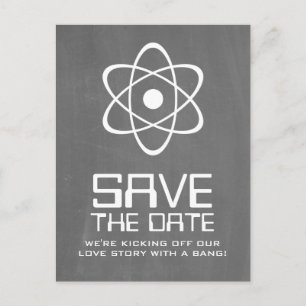 Faire-part Carte postale "Save the Date" tableau noir atomiqu