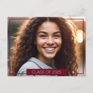 Faire-part Carte postale Simple Burgundy Photo Graduation