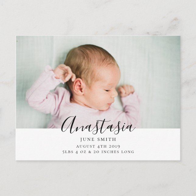 Faire-part carte postale simple et douce pour annoncer la nai (Devant)