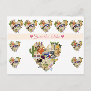 Faire-part Carte postale Texas Enregistrez la date