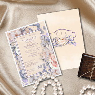 Faire-part Carton d'invitation de mariage floral couleur pêch