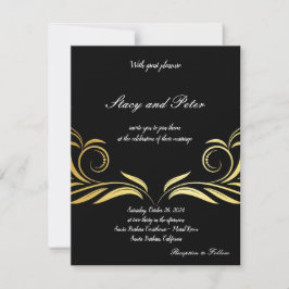 Faire-part Carton d'invitation de mariage moderne noir