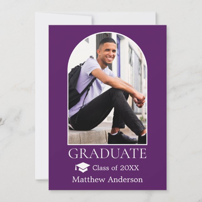 Faire-part Casquette moderne Arch Grad Purple Graduation (Devant)