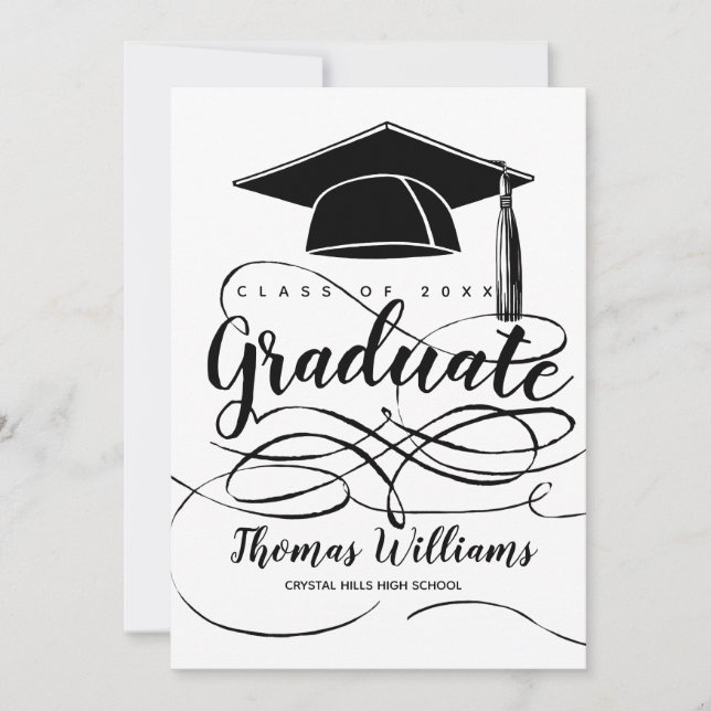 Faire-part Casquette noire Retour Photo Graduate 2023 (Devant)