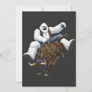 Faire-part Cavalier de taureau Yeti Père Noël Rodeo de Noël o
