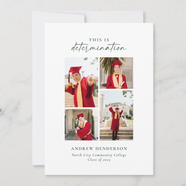 Faire-part Ceci est Determination Green Photo Graduation (Devant)