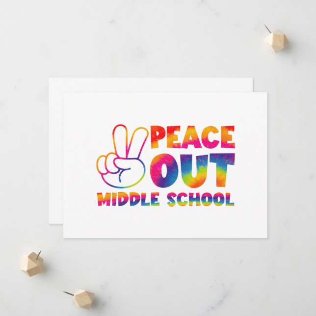 Faire-part Cérémonie tie dye du dernier jour d'école au collè (Devant/Arrière en situation)