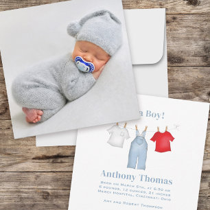 Faire-part C'est un garçon Linge de bébé mignon pour garçon