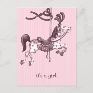 Faire-part C'est une carte postale de Cheval de Carrousel