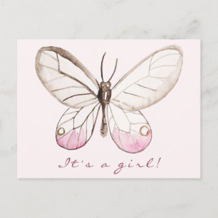 Faire-part C'est une fille ! Carte postale Sweet Blush Butter