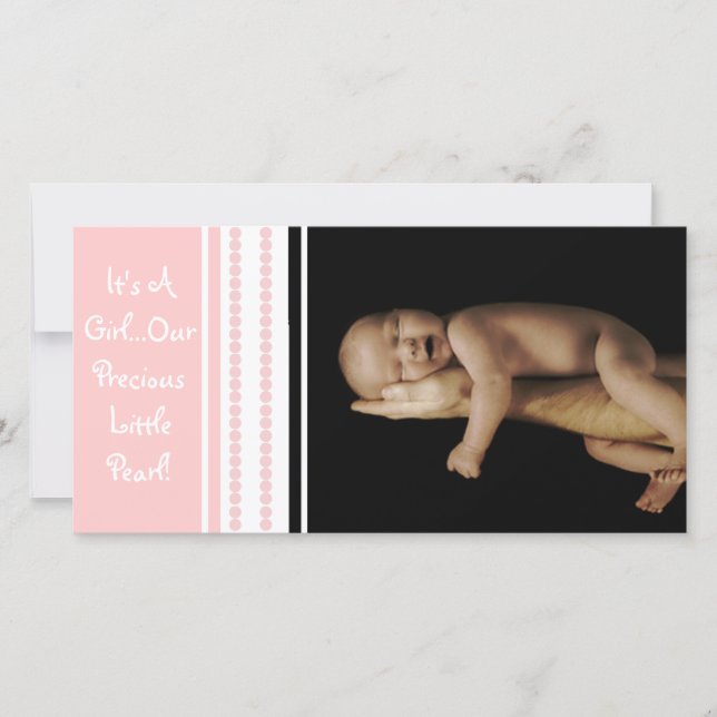 Faire-part C'est une fille... Notre Précieuse Petite Perle (Devant)