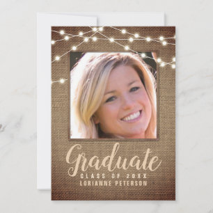 Faire-part Chaîne de graduation rustique lumières Burlap Brow