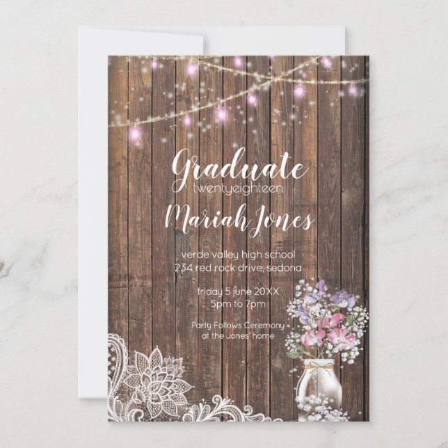 Faire-part Chaîne de pot Mason rustique éclaire laBrideBarefo (Devant)