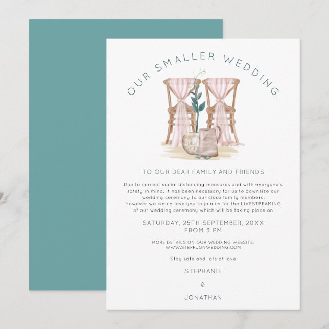 Faire-part Chaises de mariage bohème plus petites (Devant / Derrière)