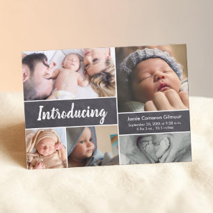 Faire-part Chalkboard Photo collage Baby boy Introduction