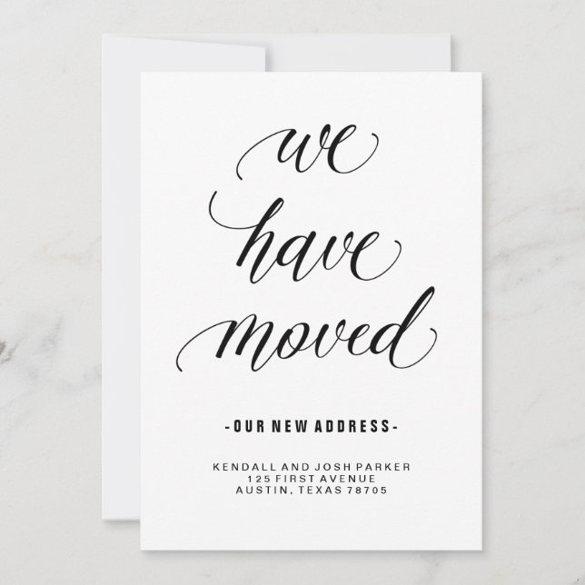 Faire-part Changement d'adresse dans la calligraphie moderne (Devant)