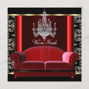 Faire-part Changement d'adresse de damassé de noir de lustre