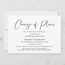 Faire-part Changement de plans Report annulé Noir Blanc