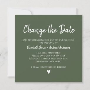 Faire-part Changer la date écriture moderne calligraphie vert