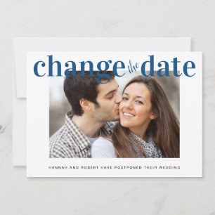 Faire-part Changer la date Photo Classic Blue Modern Mariage