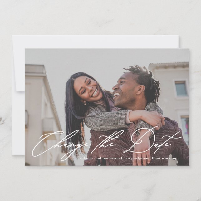 Faire-part Changer la date Photo de calligraphie de mariage r (Devant)