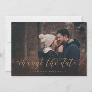 Faire-part Changer la date Photo Minimaliste Calligraphie mod