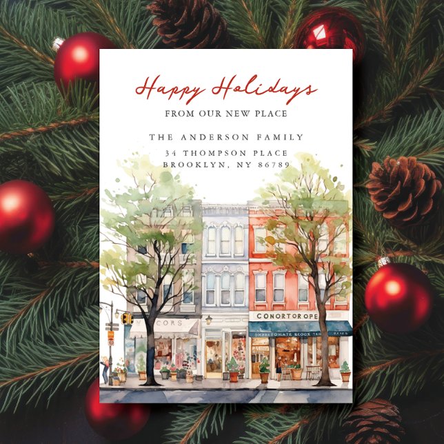 Faire-part Charme de Noël Nouvelle Adresse de la Ville (Créateur téléchargé)