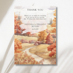 Faire-part Chemin forestier d'automne Feuilles Tombe Mariage