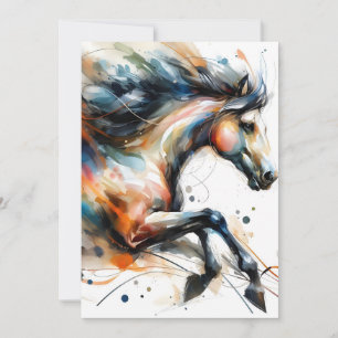 Faire-part Cheval au galop à l'aquarelle abstraite
