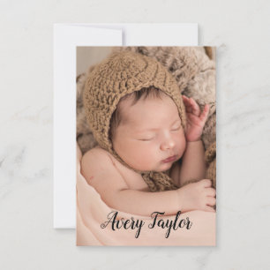 Faire-part Chic Custom Baby Photo Name Script Birth