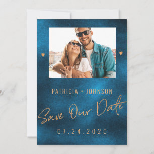 Faire-part Chic luxe marine mariage or enregistrer la date PH