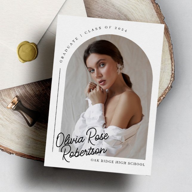Faire-part Chic Modern Arch Photo Graduation (Créateur téléchargé)