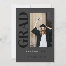 Chic Modern Photo Charcoal Graduation