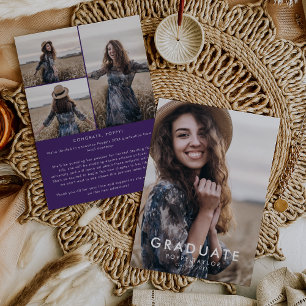 Faire-part Chic Purple Message Photo Collage Graduation