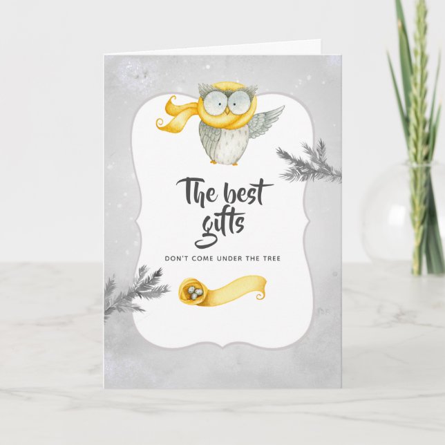 Faire-part Chouette d'hiver Noël bébé attend une photo (Devant)