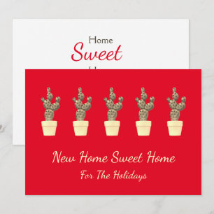 Faire-part Christmas Cactus mignon Red Moving Nouvelle adress