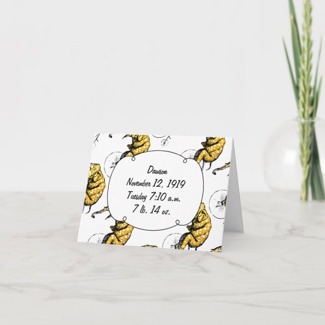 Faire-part Circus Elephant Baby Boy Stats de naissance (Devant)