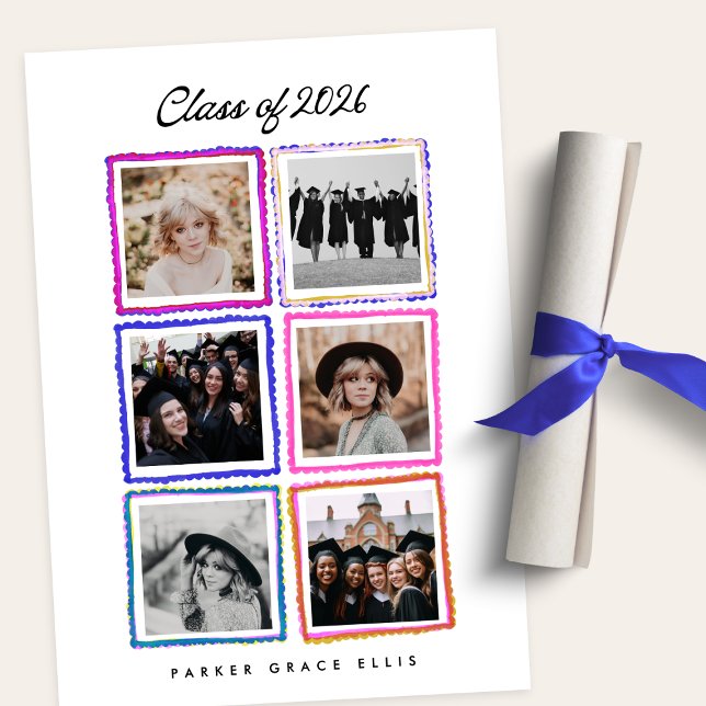 Faire-part Class of 2026 Graduate 6 Photo Collage High School (Créateur téléchargé)