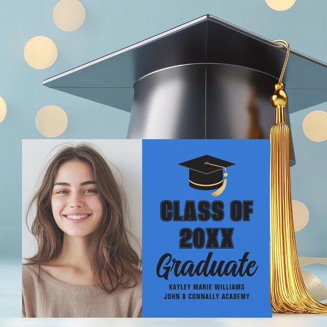 Faire-part Classe Black Bleue de 2025 Graduate Photo Graduati (Créateur téléchargé)