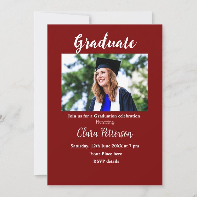 Faire-part classe classique noir blanc ajouter année de diplô (Devant)