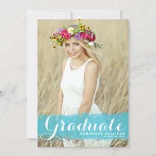Faire-part Classe d'aquarelle bleue de 202 - Diplôme photo