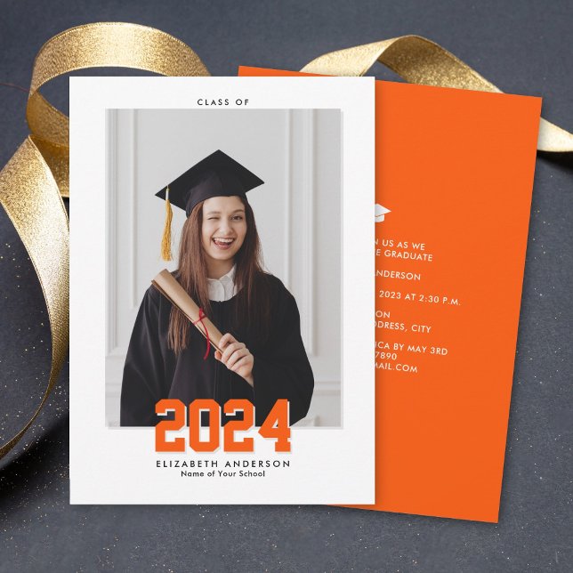 Faire-part Classe de 2024 Classic Typography Graduation Photo (Créateur téléchargé)