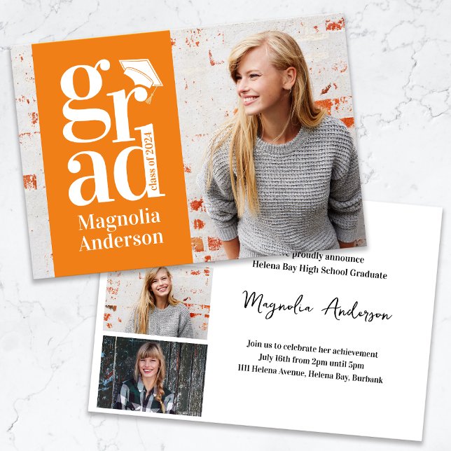 Faire-part Classe de 2024 GRAD Multi Photo Graduation (Créateur téléchargé)