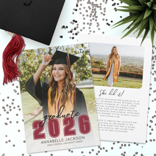 Faire-part Classe De 2025 Diplômé Simple Photo Graduation (Class Of 2025 Graduate Simple Photo Graduation Announcement)