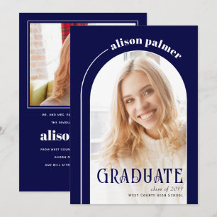 Faire-part Classe de 2025 GRADUATE arc marine photo bleu mari