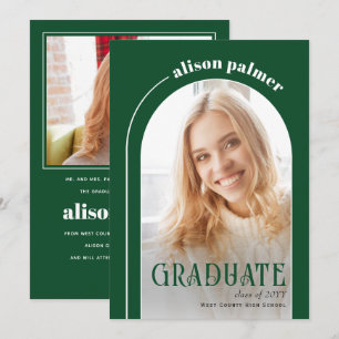 Faire-part Classe de 2025 GRADUATE arche vert émeraude photo
