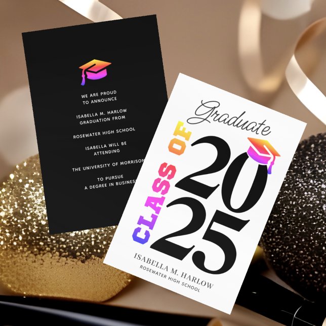Faire-part Classe de 2025 Rainbow Graduation (Créateur téléchargé)
