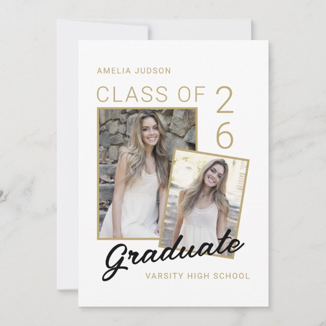 Faire-part Classe De 25 Diplômes De Photo Et De Bio Script (Devant)
